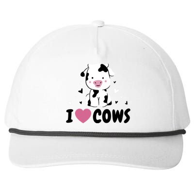 I Love Cows Heart Snapback Five-Panel Rope Hat