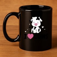 I Love Cows Heart 11oz C Handle Ceramic Mug