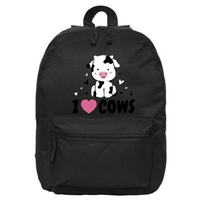 I Love Cows Heart 16 in Basic Backpack