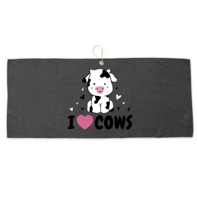 I Love Cows Heart Large Microfiber Waffle Golf Towel