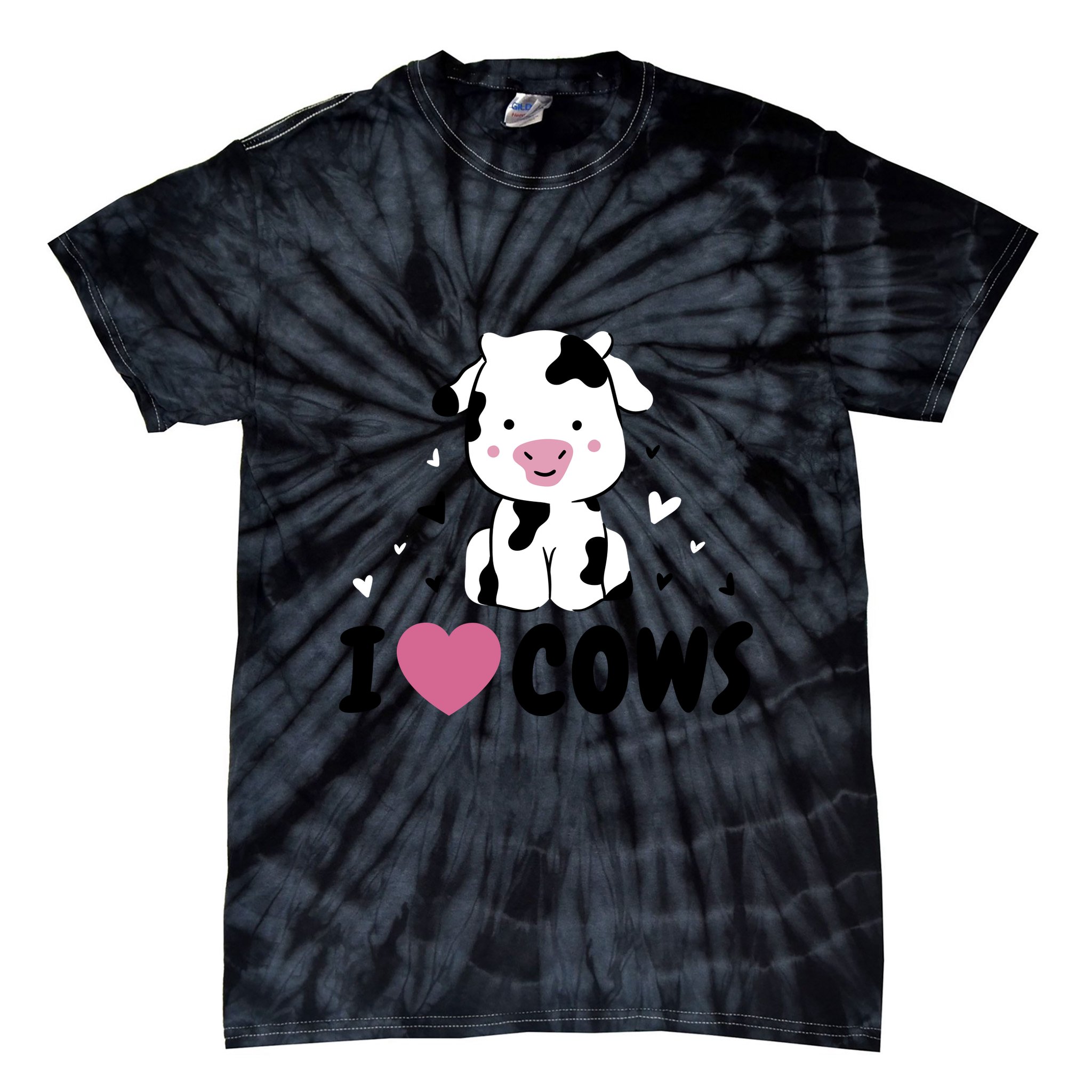 I Love Cows Heart Tie-Dye T-Shirt