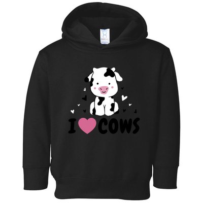 I Love Cows Heart Toddler Hoodie