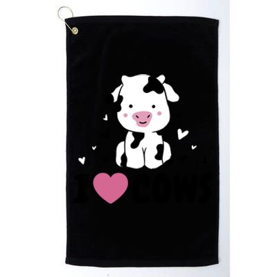 I Love Cows Heart Platinum Collection Golf Towel