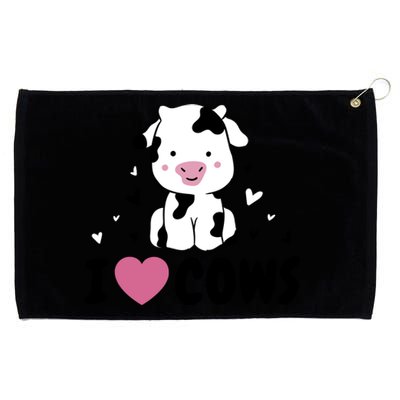 I Love Cows Heart Grommeted Golf Towel