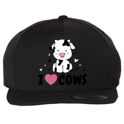 I Love Cows Heart Wool Snapback Cap