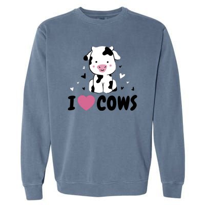 I Love Cows Heart Garment-Dyed Sweatshirt