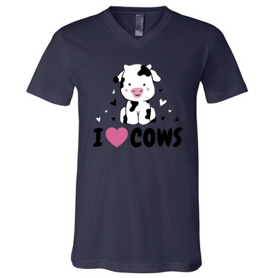 I Love Cows Heart V-Neck T-Shirt