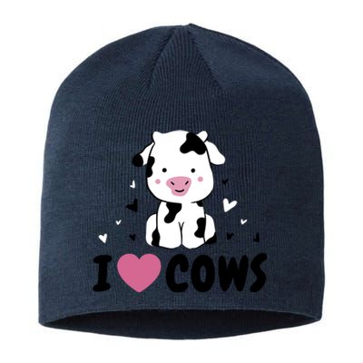 I Love Cows Heart Sustainable Beanie