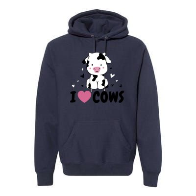 I Love Cows Heart Premium Hoodie