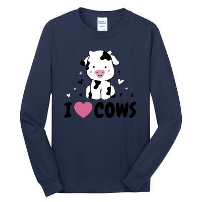 I Love Cows Heart Tall Long Sleeve T-Shirt