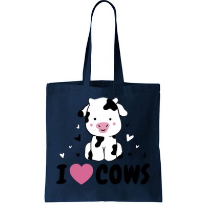 I Love Cows Heart Tote Bag