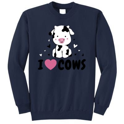 I Love Cows Heart Tall Sweatshirt