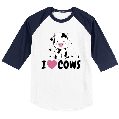 I Love Cows Heart Baseball Sleeve Shirt