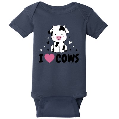 I Love Cows Heart Baby Bodysuit