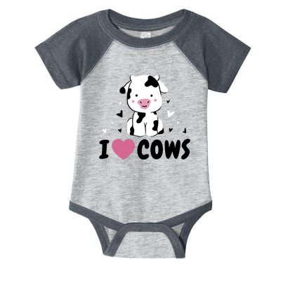 I Love Cows Heart Infant Baby Jersey Bodysuit