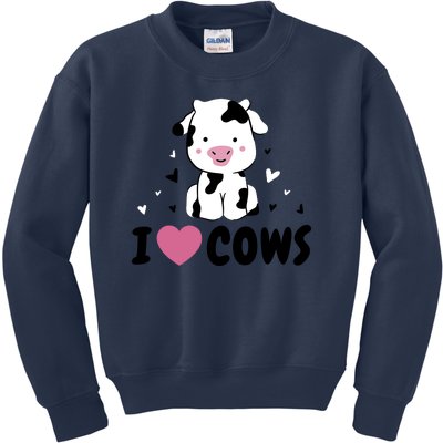 I Love Cows Heart Kids Sweatshirt