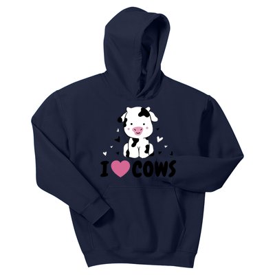 I Love Cows Heart Kids Hoodie