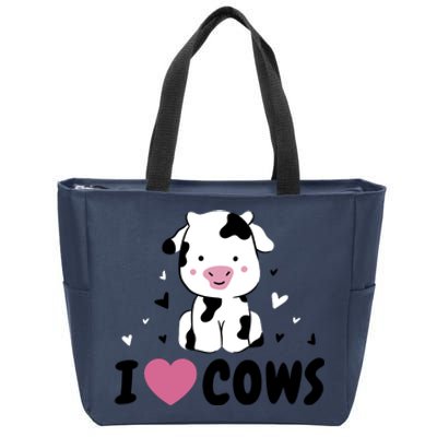 I Love Cows Heart Zip Tote Bag