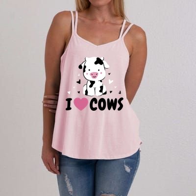 I Love Cows Heart Women's Strappy Tank