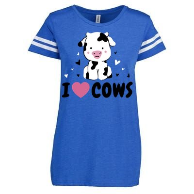 I Love Cows Heart Enza Ladies Jersey Football T-Shirt