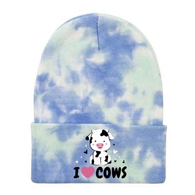 I Love Cows Heart Tie Dye 12in Knit Beanie