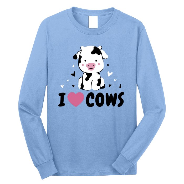 I Love Cows Heart Long Sleeve Shirt