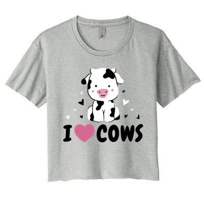 I Love Cows Heart Women's Crop Top Tee