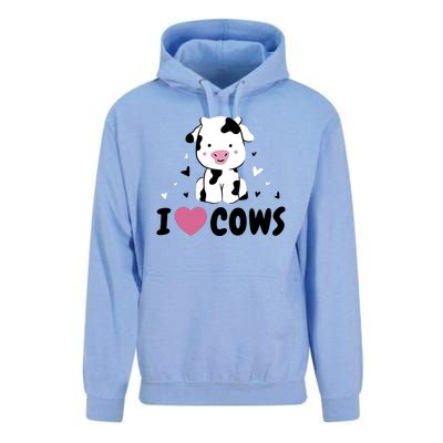 I Love Cows Heart Unisex Surf Hoodie