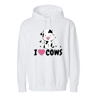 I Love Cows Heart Garment-Dyed Fleece Hoodie