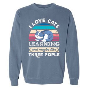 I love Cats Learning and like Three People Garment-Dyed Sweatshirt