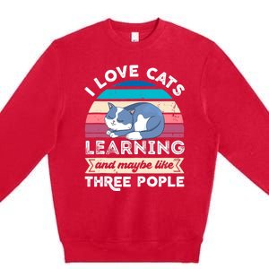 I love Cats Learning and like Three People Premium Crewneck Sweatshirt