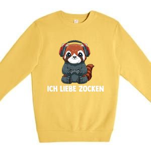 I Love Computer Gaming Gaming Red Panda Gift Premium Crewneck Sweatshirt