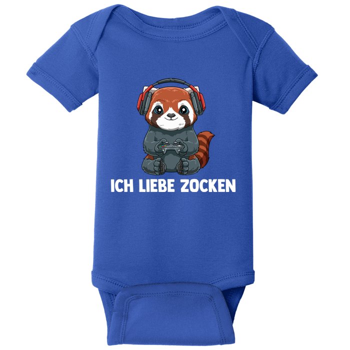 I Love Computer Gaming Gaming Red Panda Gift Baby Bodysuit