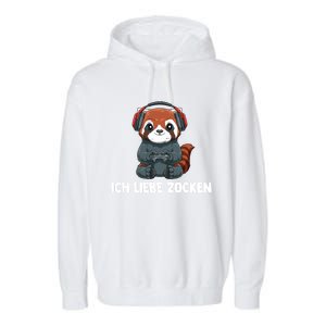 I Love Computer Gaming Gaming Red Panda Gift Garment-Dyed Fleece Hoodie