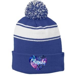 I Love Colorado Usa Great Gift Stripe Pom Pom Beanie