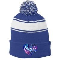 I Love Colorado Usa Great Gift Stripe Pom Pom Beanie