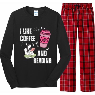 I Like Coffee And Reading For Coffee Lovers Present Gift Long Sleeve Pajama Set