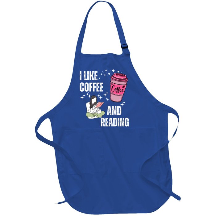 I Like Coffee And Reading For Coffee Lovers Present Gift Full-Length Apron With Pockets