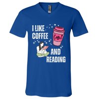 I Like Coffee And Reading For Coffee Lovers Present Gift V-Neck T-Shirt