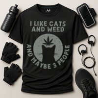 I Like Cats And Weed And Maybe 3 People 420 Day cannabis Cooling Performance Crew T-Shirt