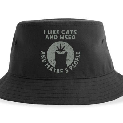 I Like Cats And Weed And Maybe 3 People 420 Day cannabis Sustainable Bucket Hat