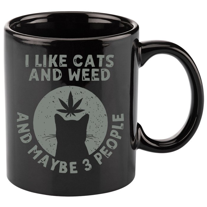 I Like Cats And Weed And Maybe 3 People 420 Day cannabis 11oz C Handle Ceramic Mug