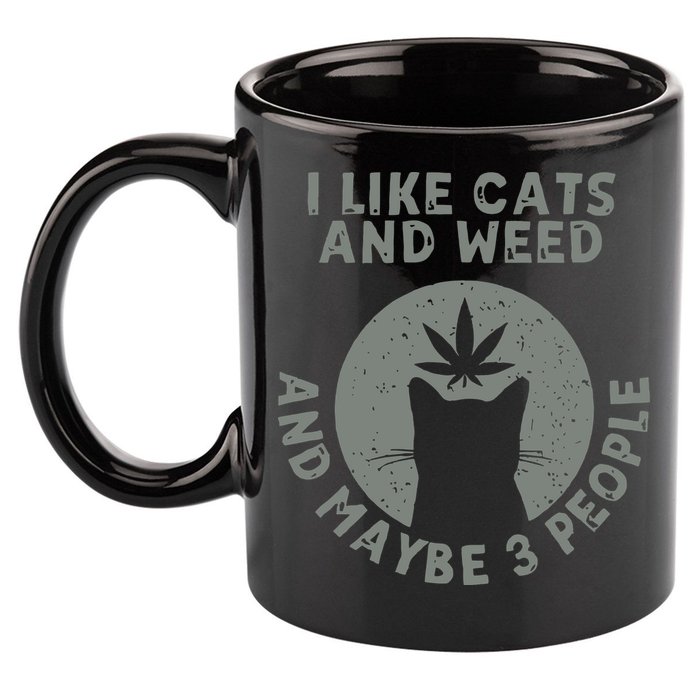 I Like Cats And Weed And Maybe 3 People 420 Day cannabis 11oz C Handle Ceramic Mug