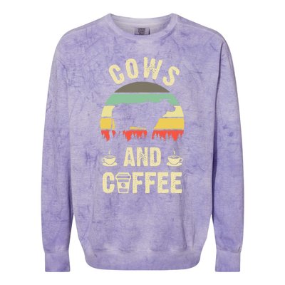 I like Cows & Coffee Funny vintage Pet theme lover Colorblast Crewneck Sweatshirt