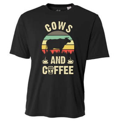 I like Cows & Coffee Funny vintage Pet theme lover Cooling Performance Crew T-Shirt