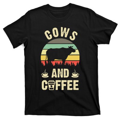 I like Cows & Coffee Funny vintage Pet theme lover T-Shirt