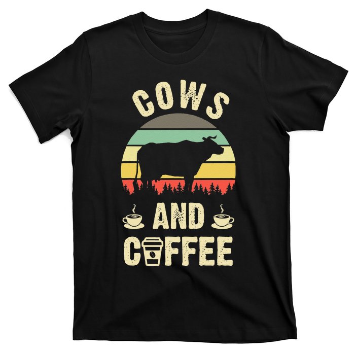 I like Cows & Coffee Funny vintage Pet theme lover T-Shirt