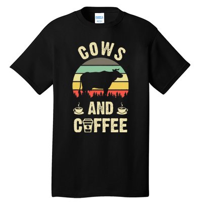 I like Cows & Coffee Funny vintage Pet theme lover Tall T-Shirt