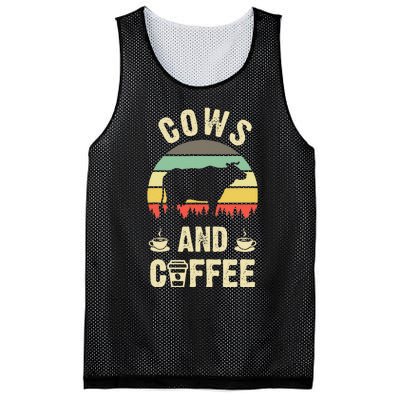 I like Cows & Coffee Funny vintage Pet theme lover Mesh Reversible Basketball Jersey Tank