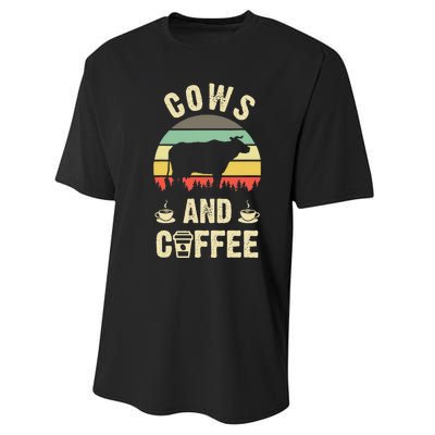 I like Cows & Coffee Funny vintage Pet theme lover Performance Sprint T-Shirt